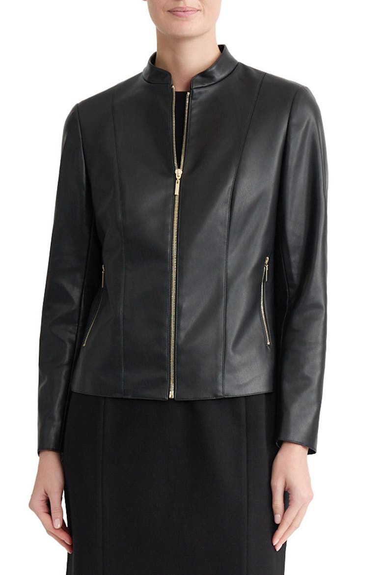 Faux Leather Jacket, Main, color, BLACK