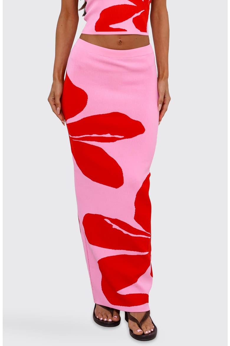Floral Knit Maxi Skirt, Main, color, BERRY BLISS