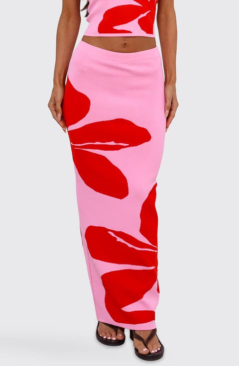 Floral Knit Maxi Skirt