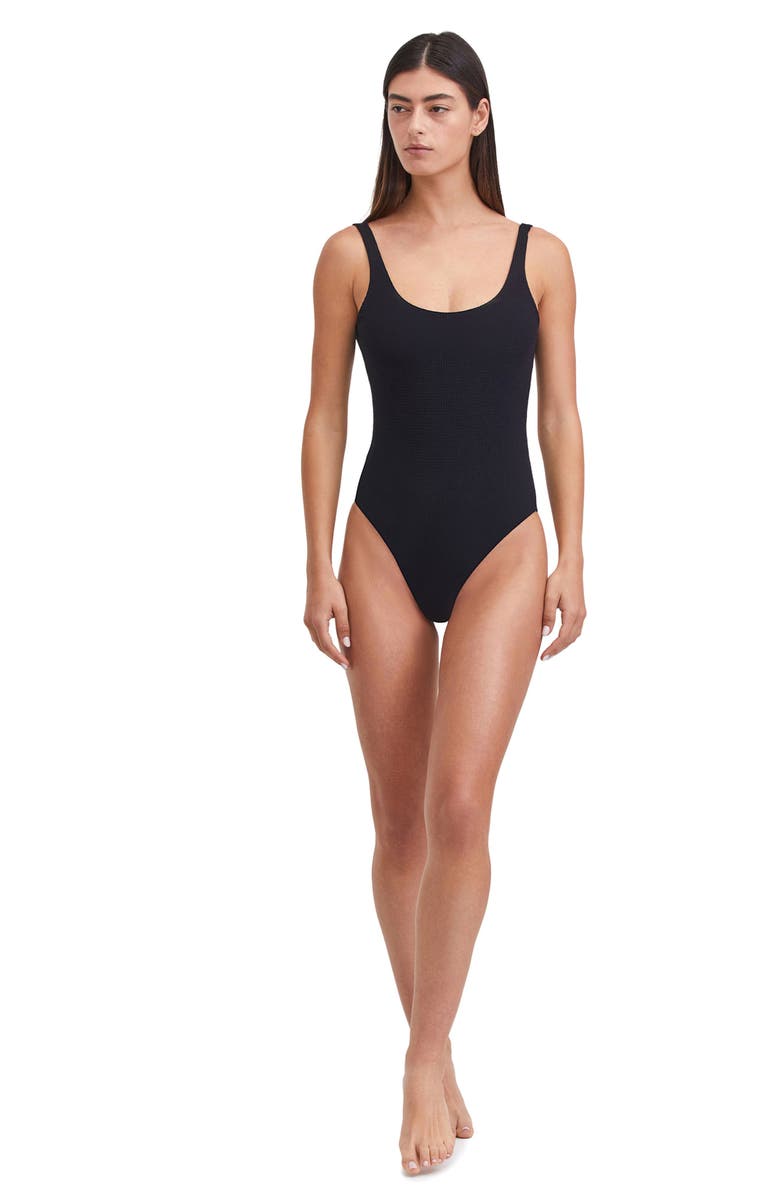 Au Naturel by Gottex Solid Textured Scoop neck one piece swimsuit with low U back, Main, color, 