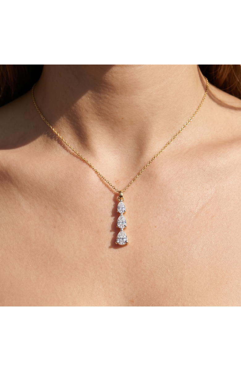 Bliss Diamond 1/2Ct Pear Shape Diamond Three Stone Pendant Gold Necklace Lab Grown, Alternate, color, 10K Yellow Gold