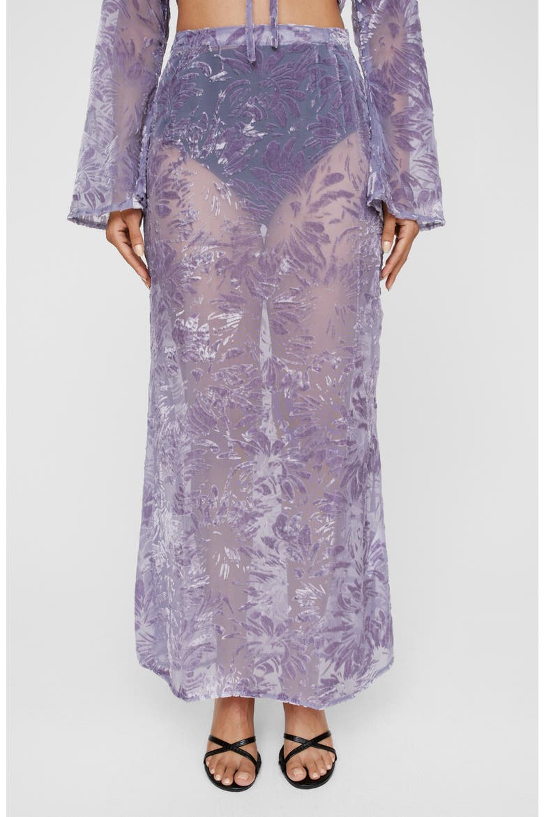 Devoré Velvet Jacquard Maxi Skirt, Main, color, LILAC