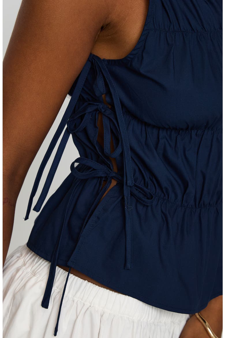 Endless Side Tie Cotton Tank, Alternate, color, NAVY