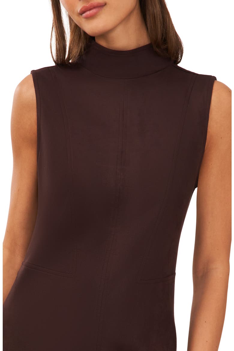 Mock Neck Sleeveless Dress, Alternate, color, DARK ROAST