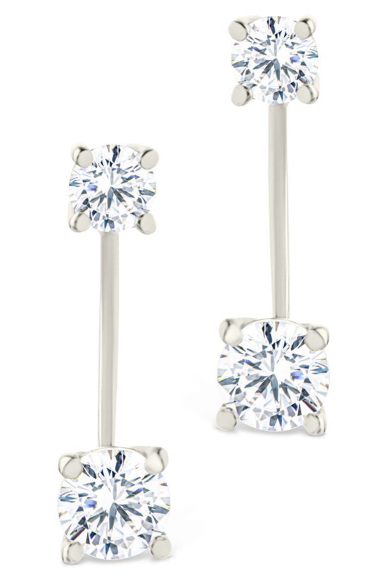Brillant Cubic Zirconia Front/Back Drop Earrings, Alternate, color, SILVER