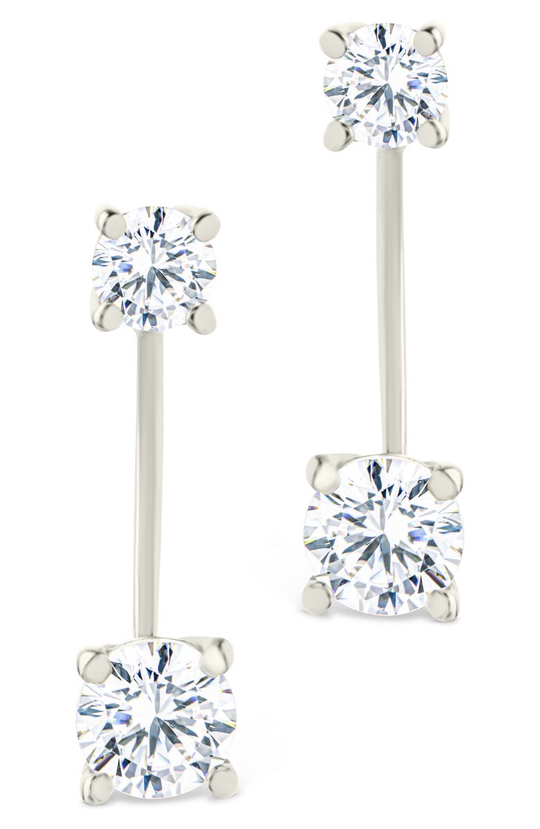 Sterling Forever Brillant Cubic Zirconia Front/Back Drop Earrings, Alternate, color, Silver