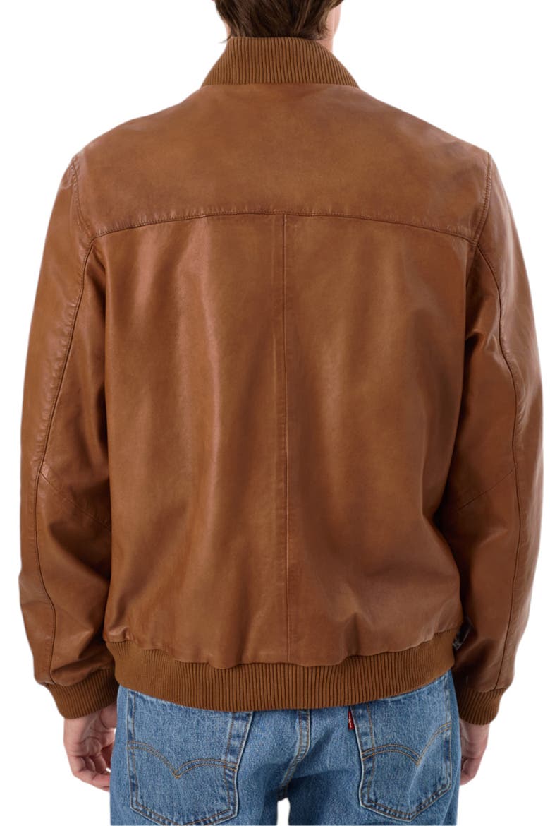 Zip Leather Jacket, Alternate, color, COGNAC