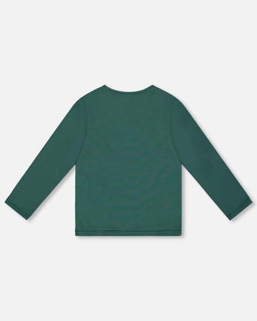 Deux Par Deux Girl Organic Cotton Long Sleeve T-shirt In Green