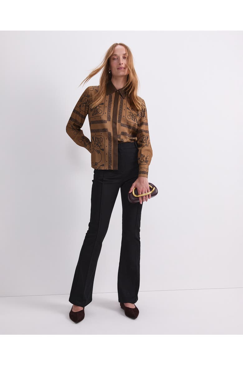 Sadie Horse Print Long Sleeve Shirt, Alternate, color, Brown Multi