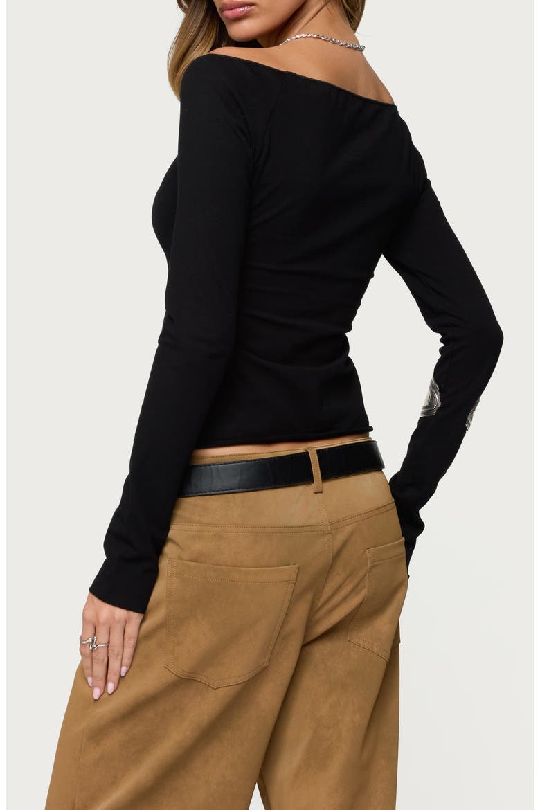 Nattie Boat Neck Top, Alternate, color, BLACK