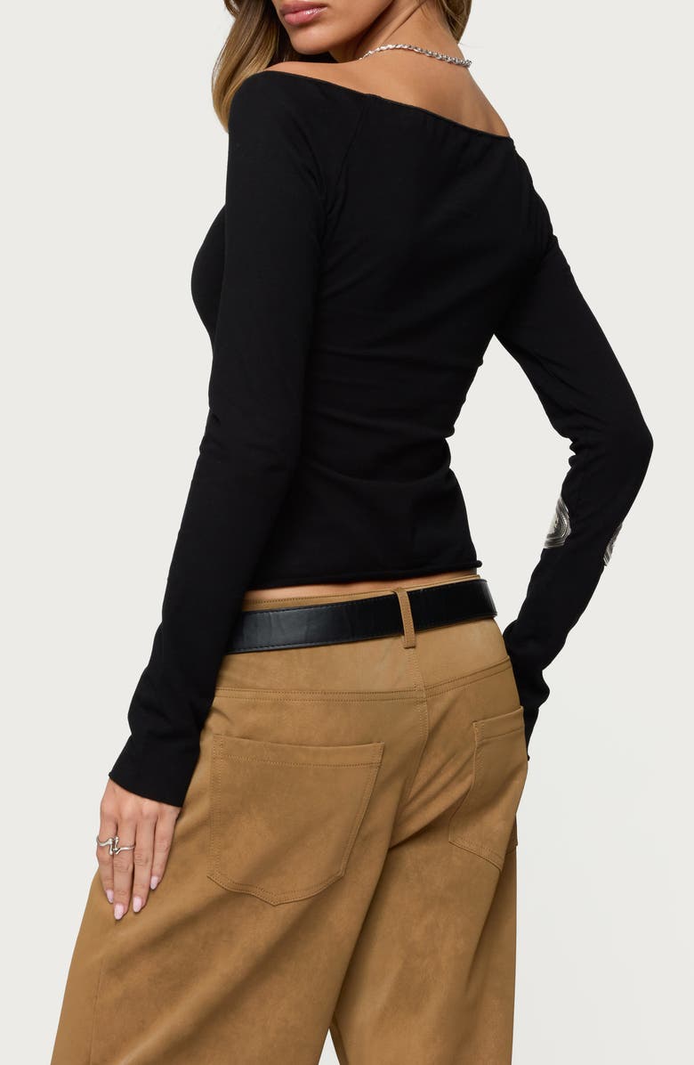 EDIKTED Nattie Boat Neck Top, Alternate, color, Black