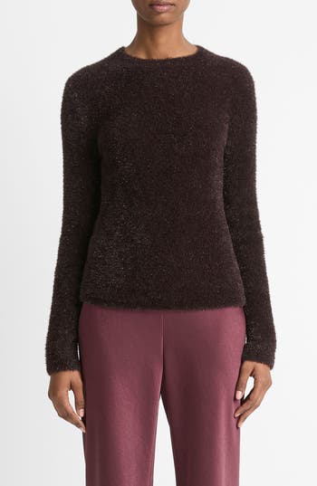 Shop Vince Eyelash Metallic Sweater In Cherry Night Metallic