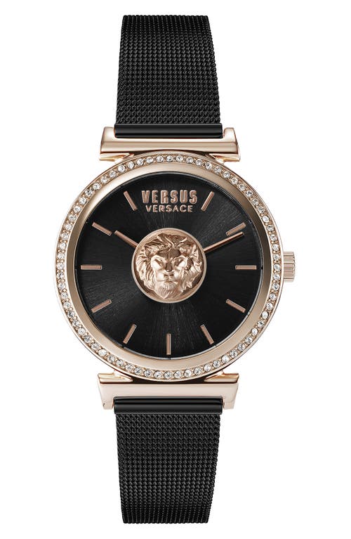 VERSUS Versace Brick Lane Mesh Strap Watch, 34mm in Ip Rose Gold 