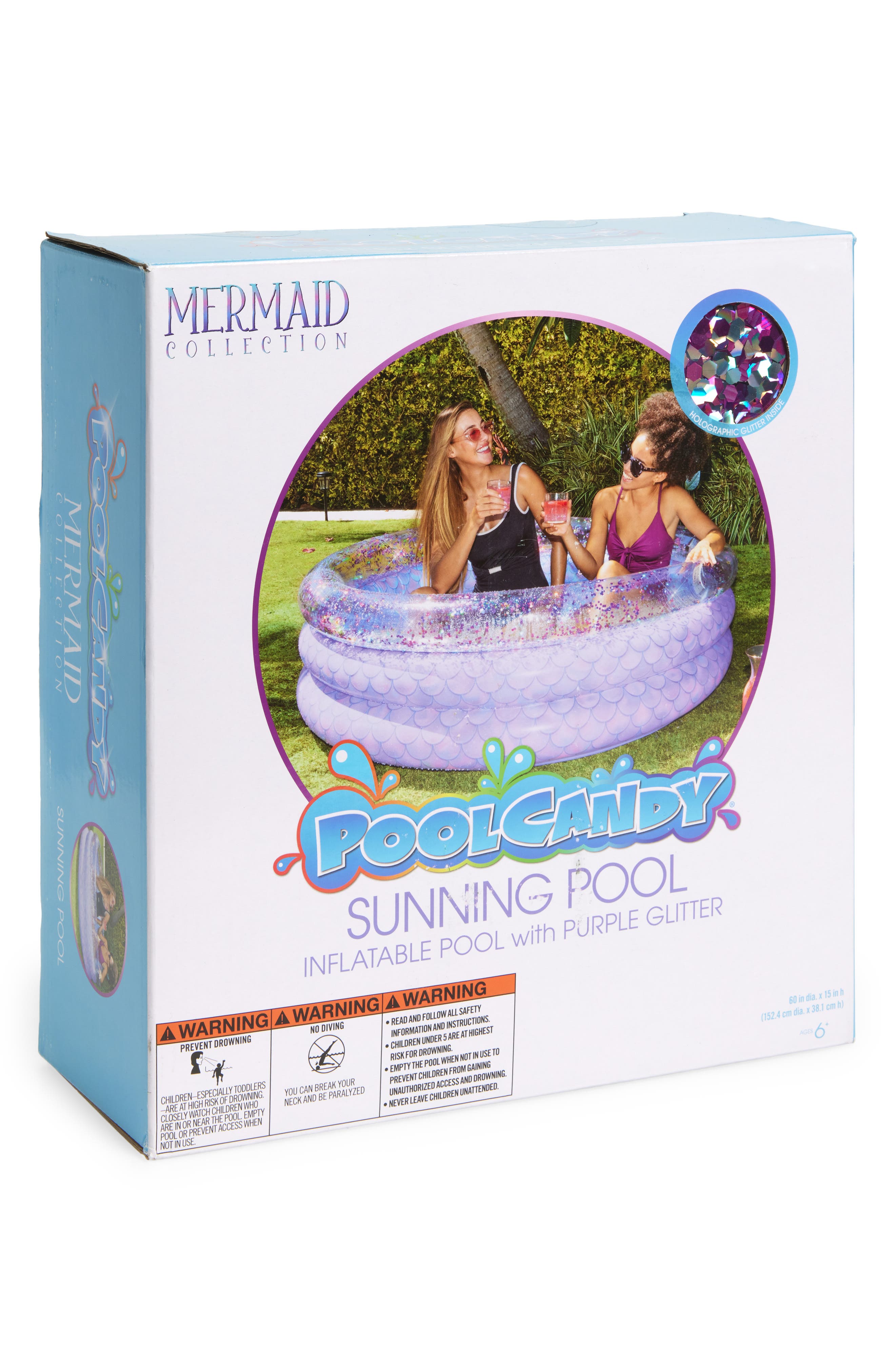 POOLCANDY Mermaid Glitter Sunning Inflatable Pool
