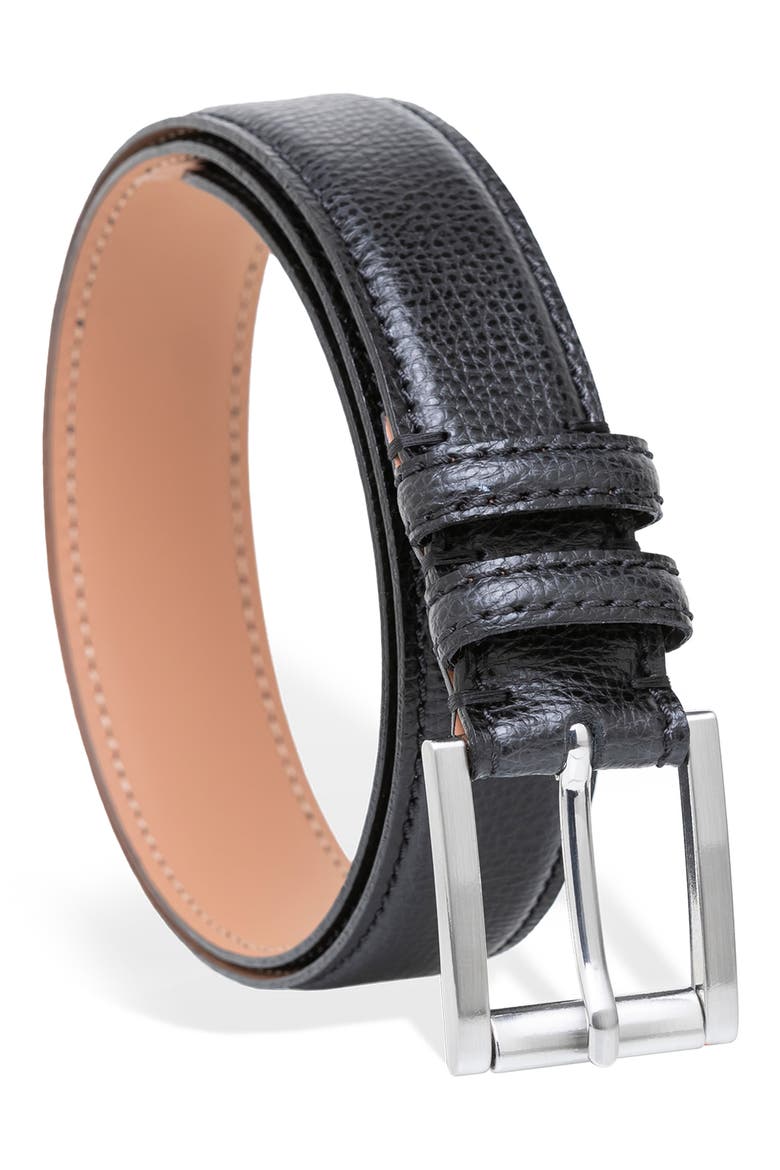 Pebbled Leather Belt, Main, color, BLACK