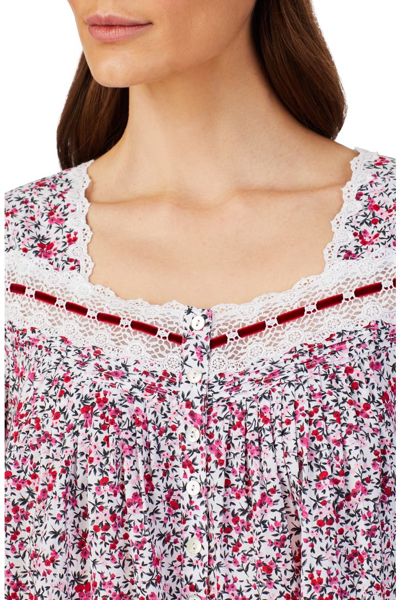 Cotton Lawn Long Sleeve Ballet Nightgown, Alternate, color, WHITE FLORAL