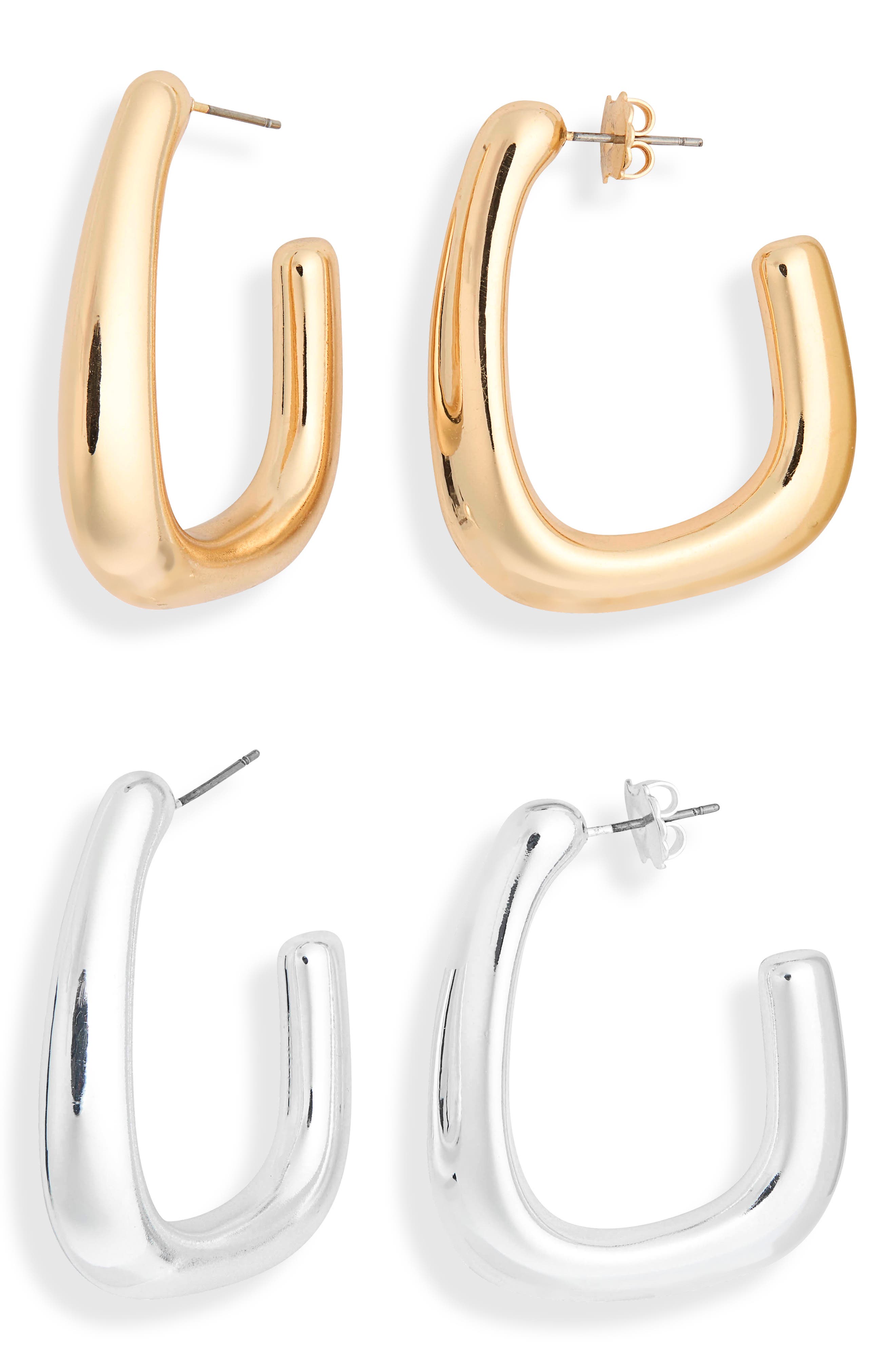 Set of 2 J-Hoop Earrings
