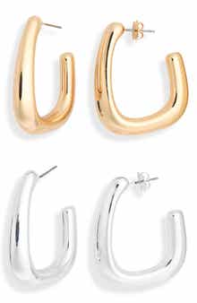 Set of 2 J-Hoop Earrings