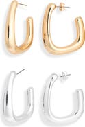 Leith Set of 2 J-Hoop Earrings