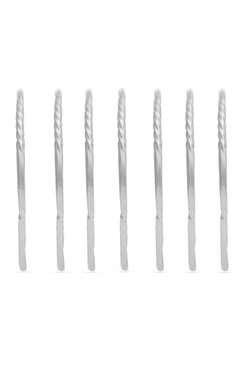 7-Back Faceted Skinny Ring Stack, Alternate, color, SILVER