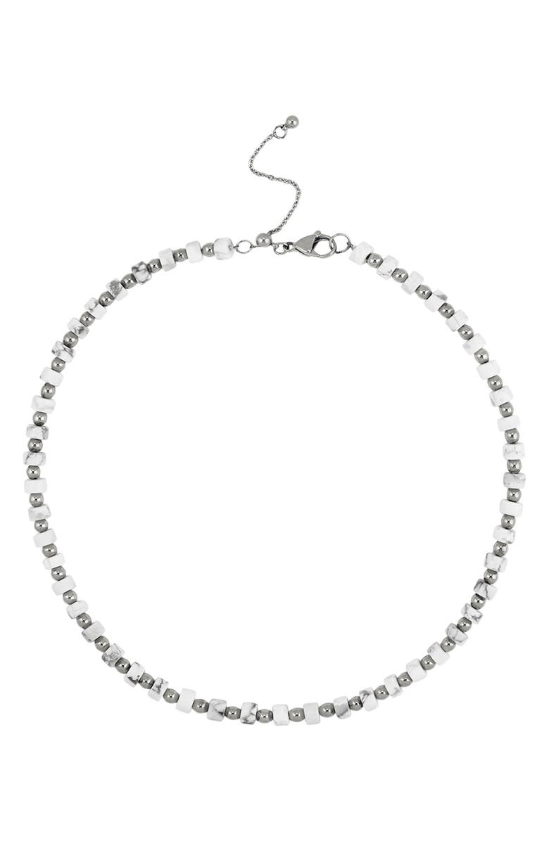 REBL Gender Inclusive Beaded Necklace, Main, color, White/Silver