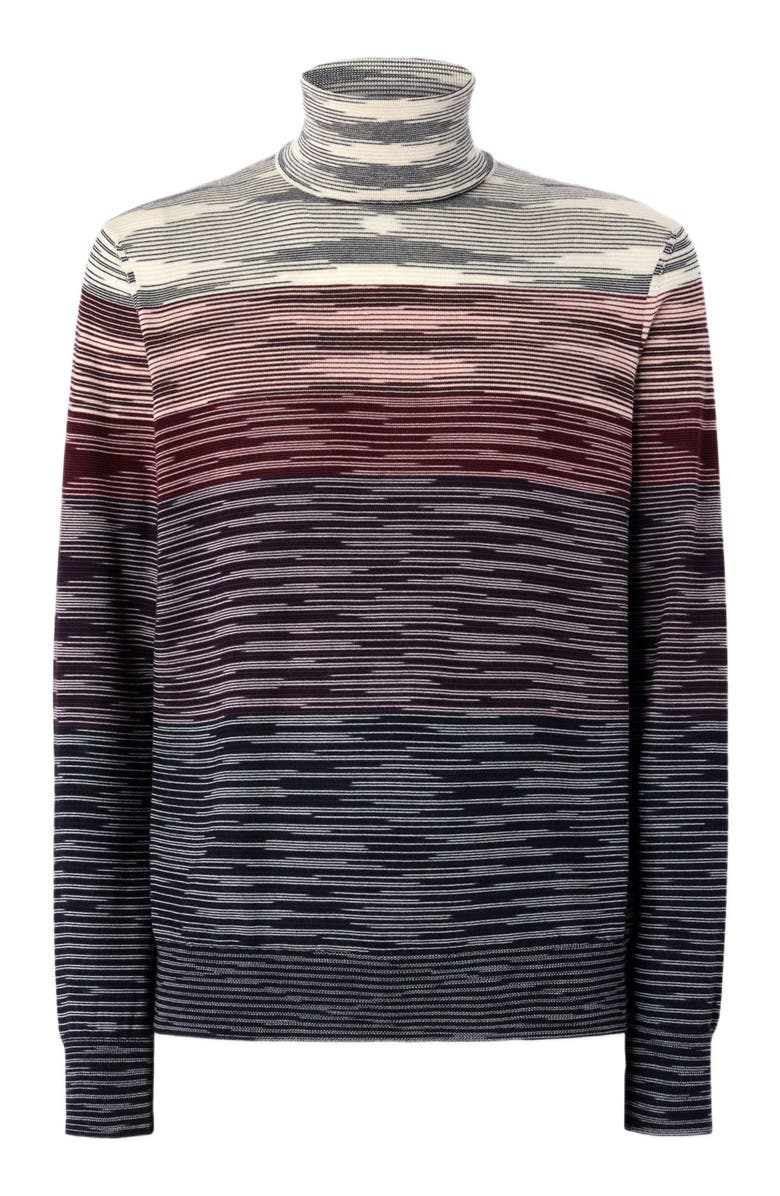 Missoni High-neck Sweater In All-over Flame Wool, Alternate, color, Beige & Burgundy