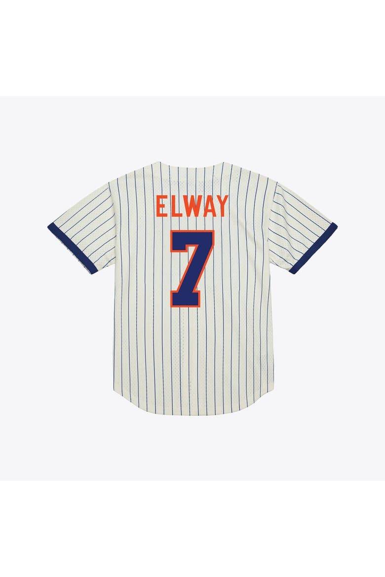 Men's Mitchell & Ness John Elway Cream Denver Broncos Name & Number Mesh Fashion Jersey, Alternate, color, Cream