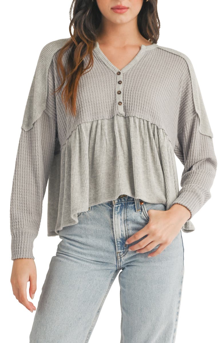 All in Favor Mixed Knit Peplum Top, Main, color,