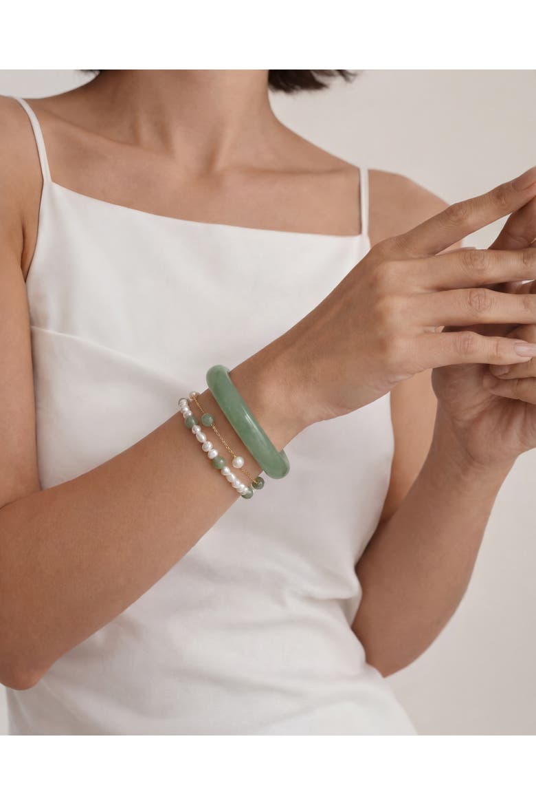 Smoke Opaque Green Jade Stone Bangle, Alternate, color, Light Green