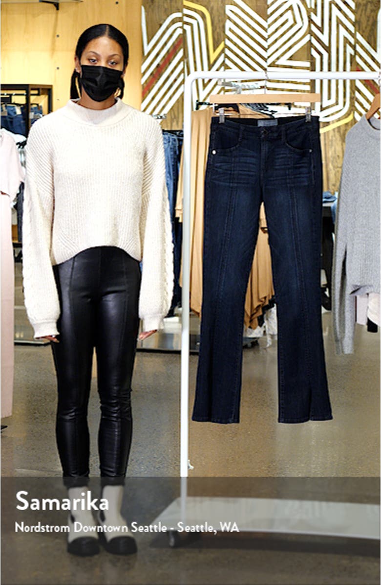 Ab-Solution Itty Bitty High Waist Slit Hem Bootcut Jeans, sales video thumbnail