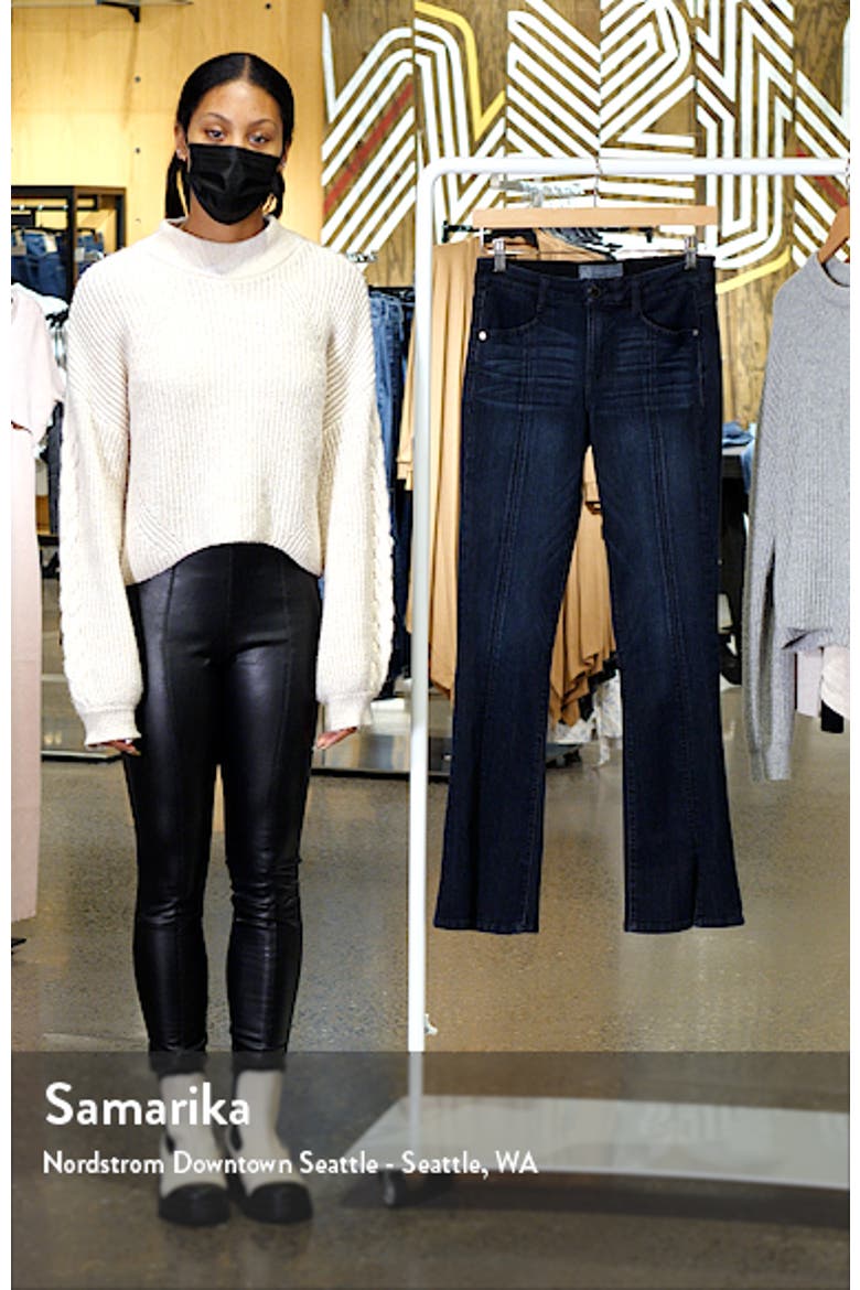 Ab-Solution Itty Bitty High Waist Slit Hem Bootcut Jeans (Nordstrom Exclusive) video