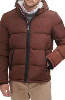 Hooded Puffer Jacket with Faux Shearling Lining