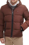 Tommy Hilfiger Hooded Puffer Jacket with Faux Shearling Lining