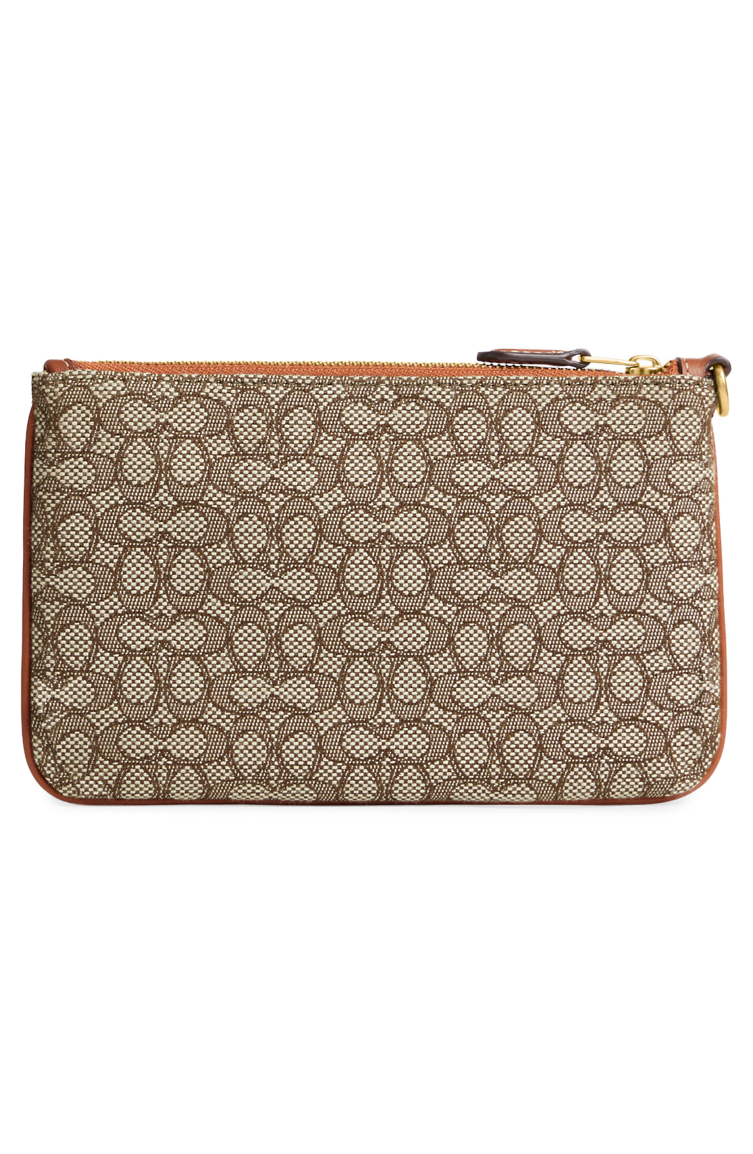 COACH Mini Signature Jacquard & Leather Wristlet, Alternate, color, 
