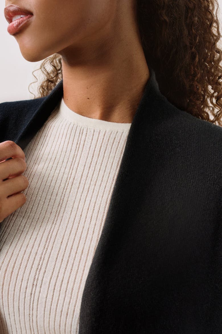 FAYE LONGLINE CASHMERE CARDIGAN, Alternate, color, Black