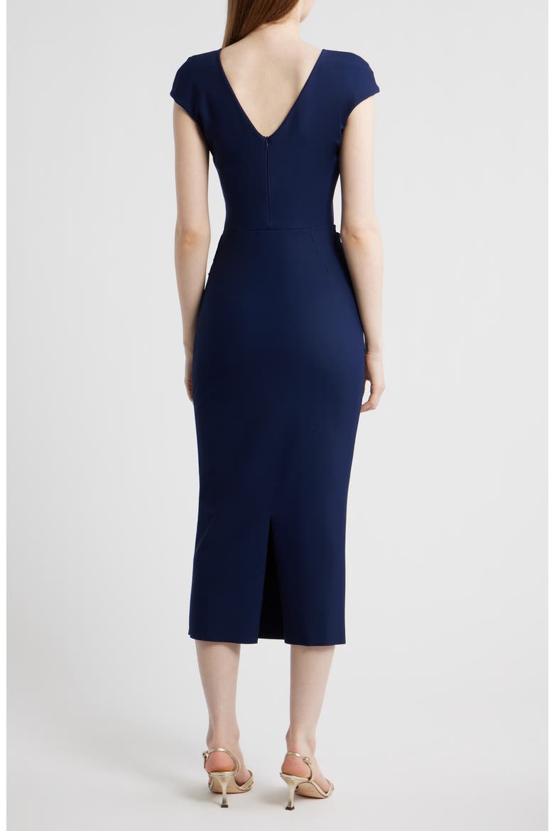 Metallic Feather Detail Cocktail Sheath Dress, Alternate, color, BLUE NOTTE