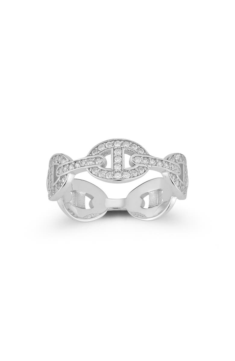 GLAZE JEWELRY Pavé Mariner Ring, Alternate, color, Silver