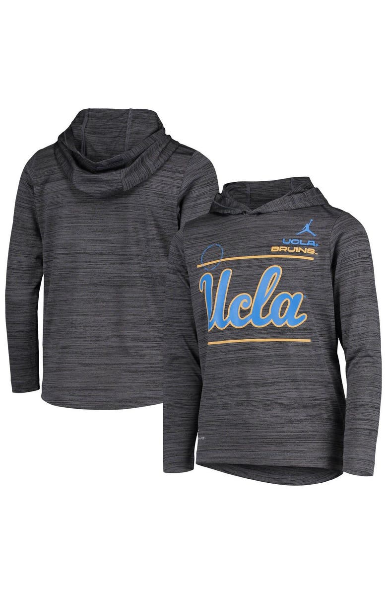 Jordan Brand Youth Jordan Brand Black UCLA Bruins 2021 Sideline Velocity Performance Long Sleeve Hoodie T-Shirt, Main, color, 