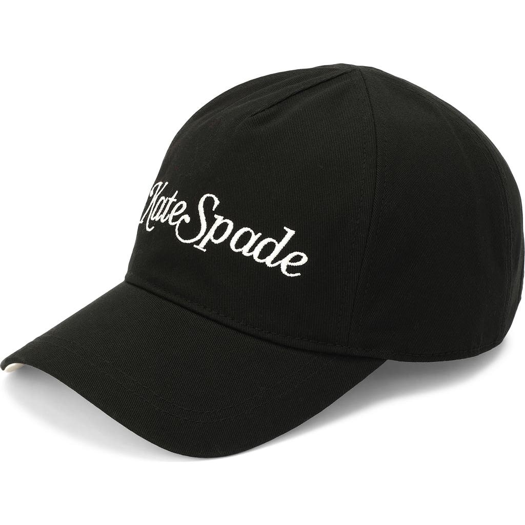 Kate Spade New York Magazine Script Twill Baseball Cap In Black
