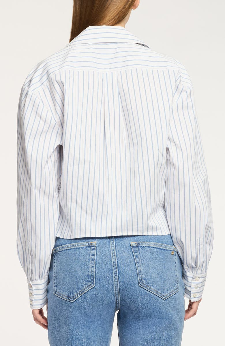 Cinq à Sept Marianna Twilight Spark Appliqué Tie Front Shirt, Alternate, color, White/ Cornflower