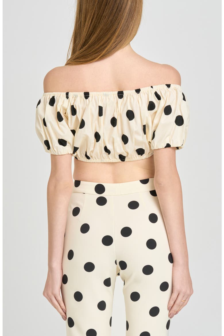 Annie Polka Dot Crop Stretch Cotton Top, Alternate, color, ANT IVORY POLKA DOT