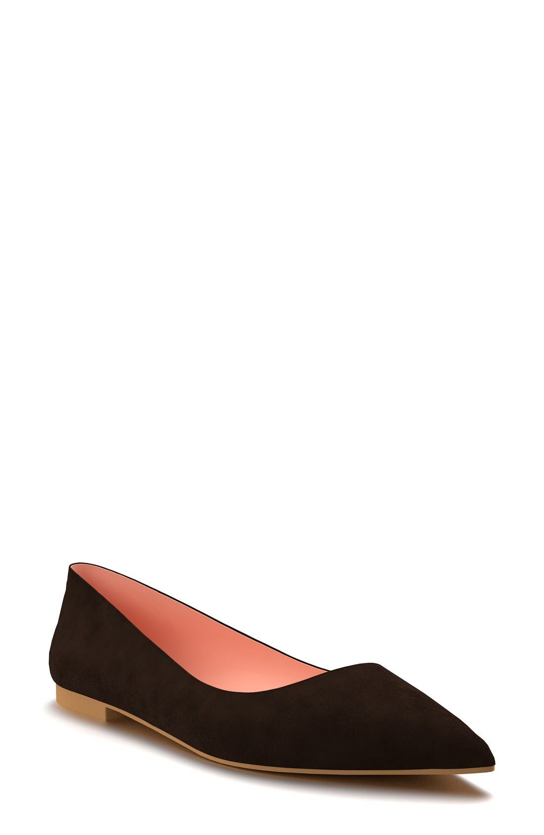 Pointy Toe Flat, Main, color, BROWN SUEDE