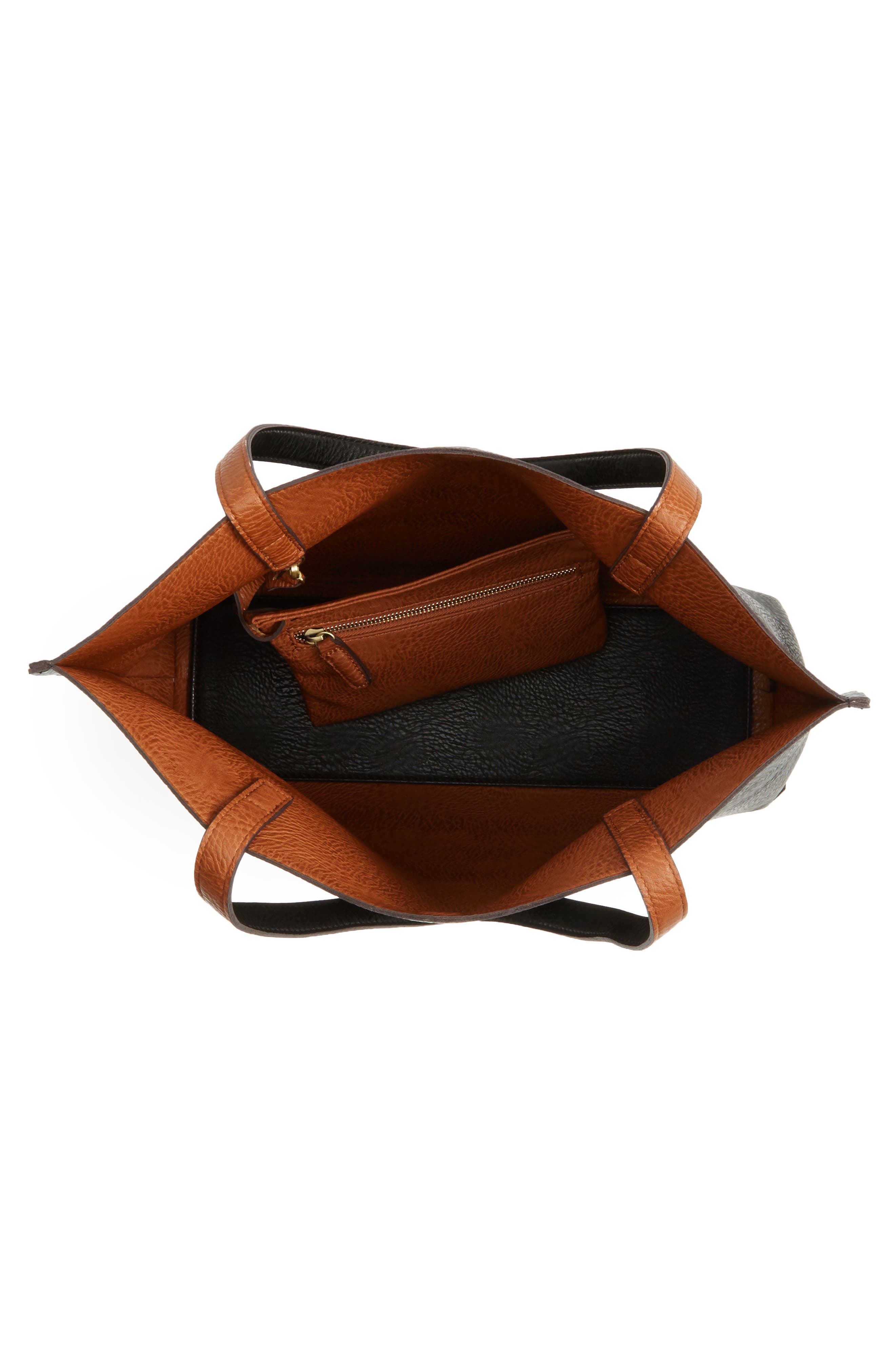 Street Level Reversible Faux Leather Tote & Wristlet, Alternate, color, 