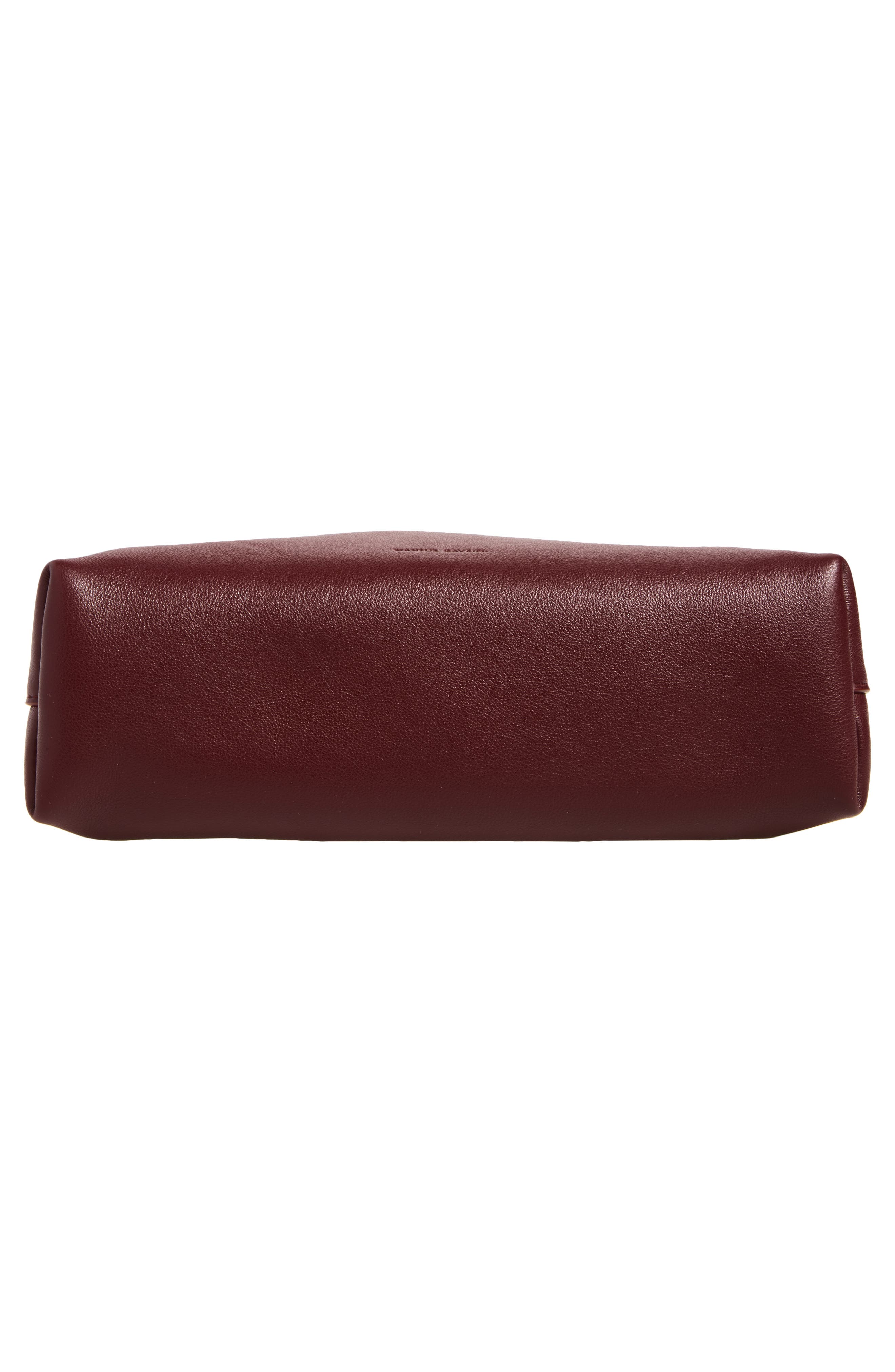 hea Metal Handle Leather Handbag, Alternate, color, CLARET