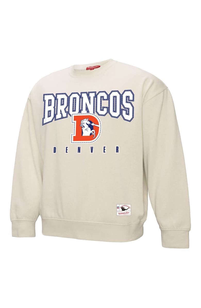 Mitchell & Ness Women's Mitchell & Ness Cream Denver Broncos Fandom Fleece Pullover Sweatshirt, Alternate, color,