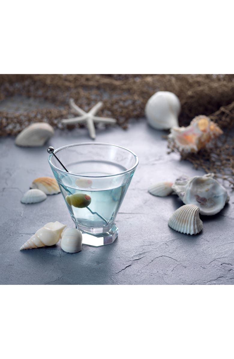 JoyJolt Aqua Vitaw Set of 2 Octagon Off-Base Cocktail Glasses, Alternate, color, Clear