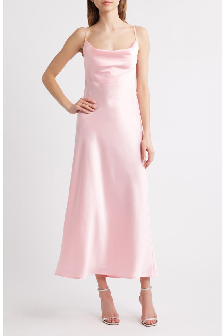 Pandora Flower Satin Cocktail Dress, Main, color, PINK