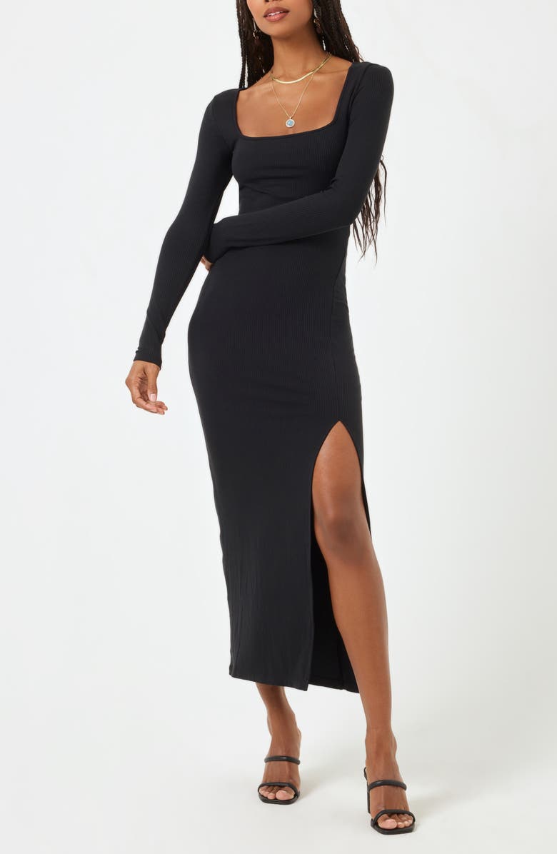 LSPACE Windsor Long Sleeve Midi Dress, Main, color, Black