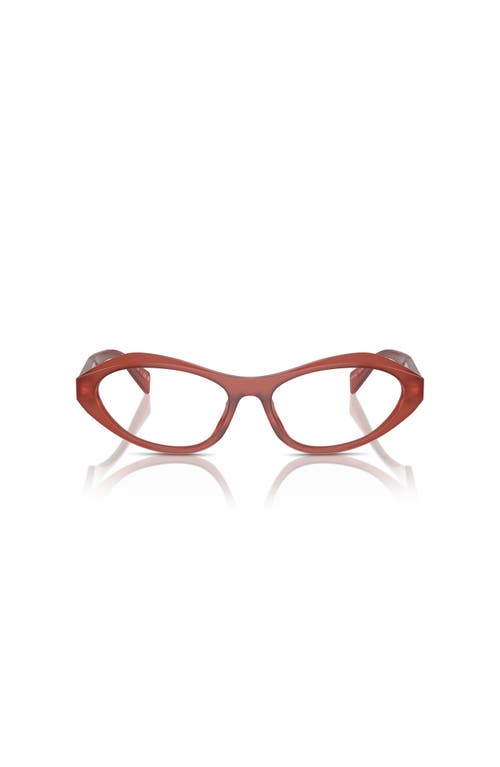 Prada 55mm Irregular Optical Glasses In Red
