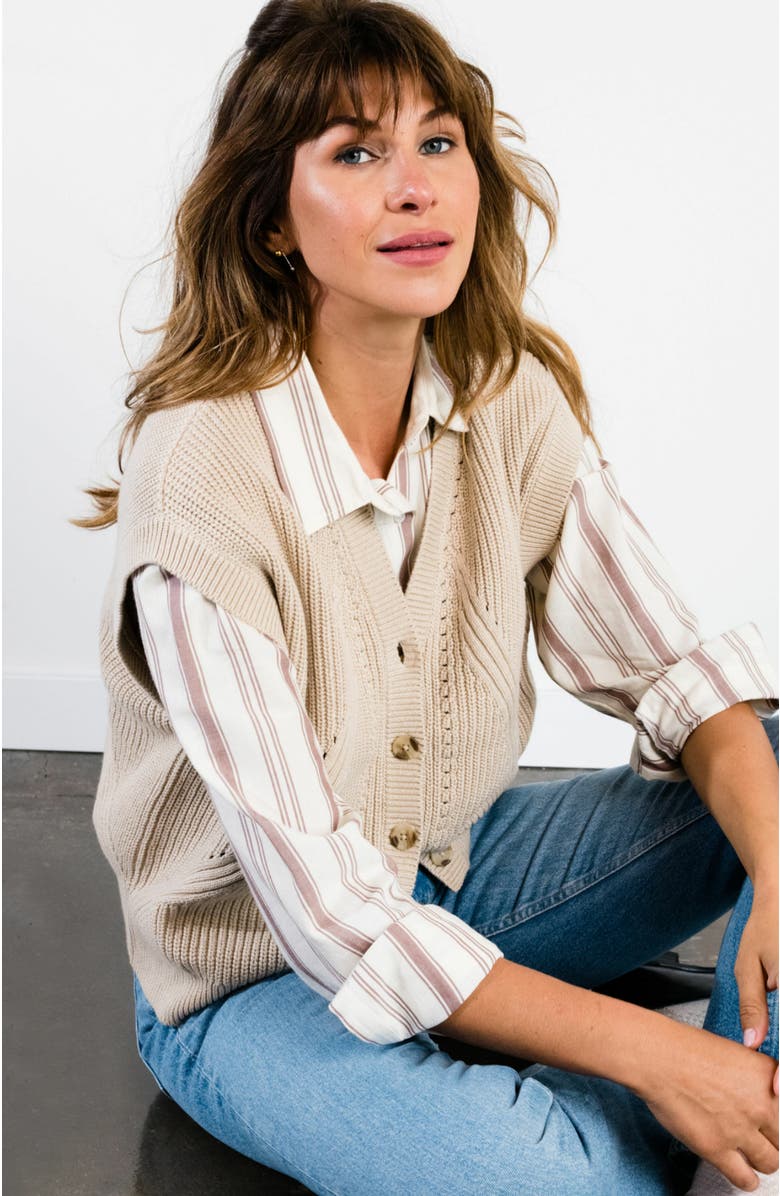 ABLE Harris Oversized Button Down Shirt, Alternate, color, 